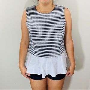 New 7th Ave New York CO Checkered peplum blouse L